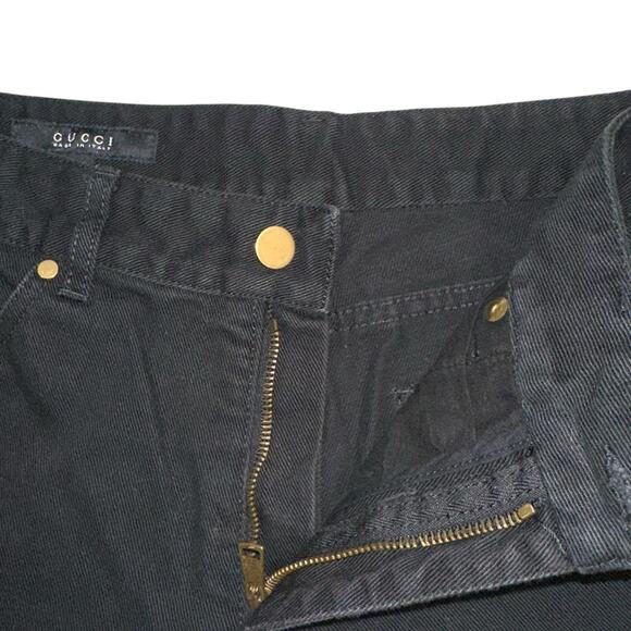 GUCCI Black Mid-Rise Wide Leg Pocket Logo Jeans IT 42 US 6 - Picture 5 of 13